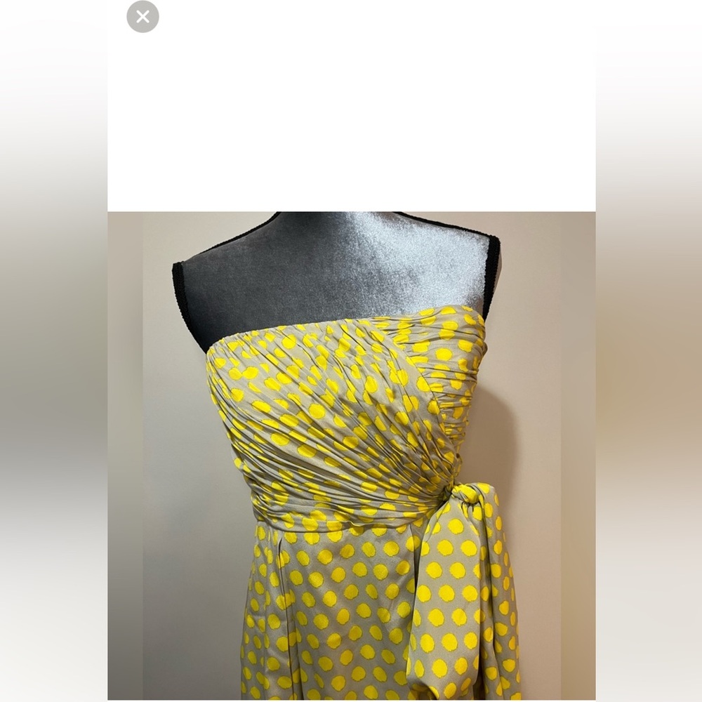 ALICE & OLIVIA Strapless Grey & Yellow Polka Dot Dress, Size S - Picture 8 of 9